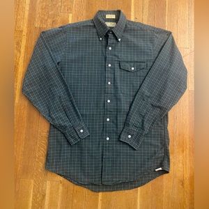 L.L. Bean Men's Size 1/2/35 Long Sleeve Button Down Shirt Green Red Plaid USA